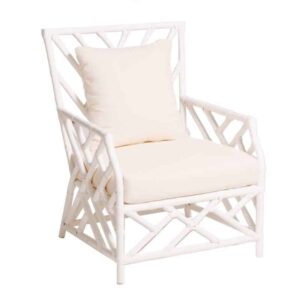 Hamptons Single Seater Bamboo Lounge White (White Cushion)
