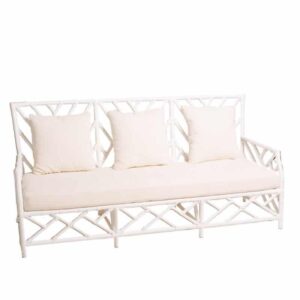 Hamptons 3 Seater Bamboo Lounge White (White Cushion)