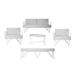 Lille Wire Lounge Package White Frame | Outdoor